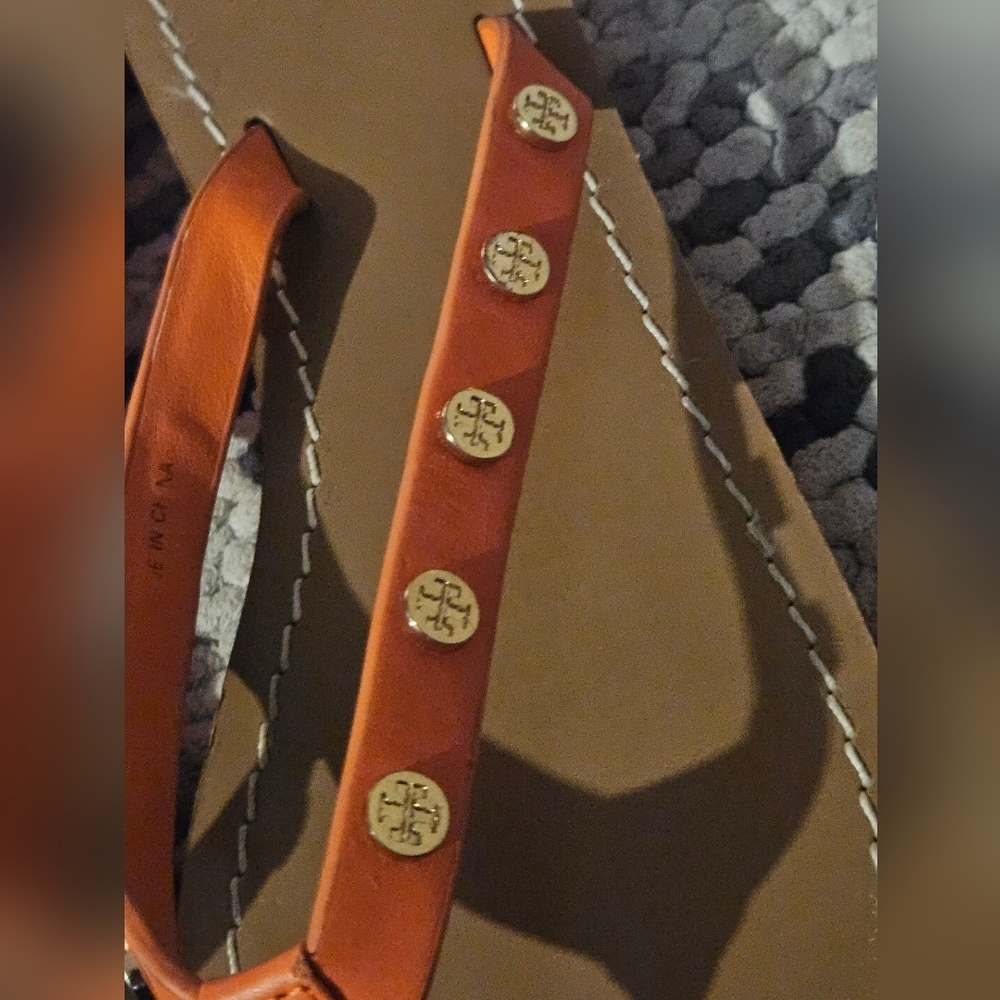 TORY BURCH RICKI FLIP FLOP VEG LEATHER POPPY RED ORANGE - Picture 5 of 5